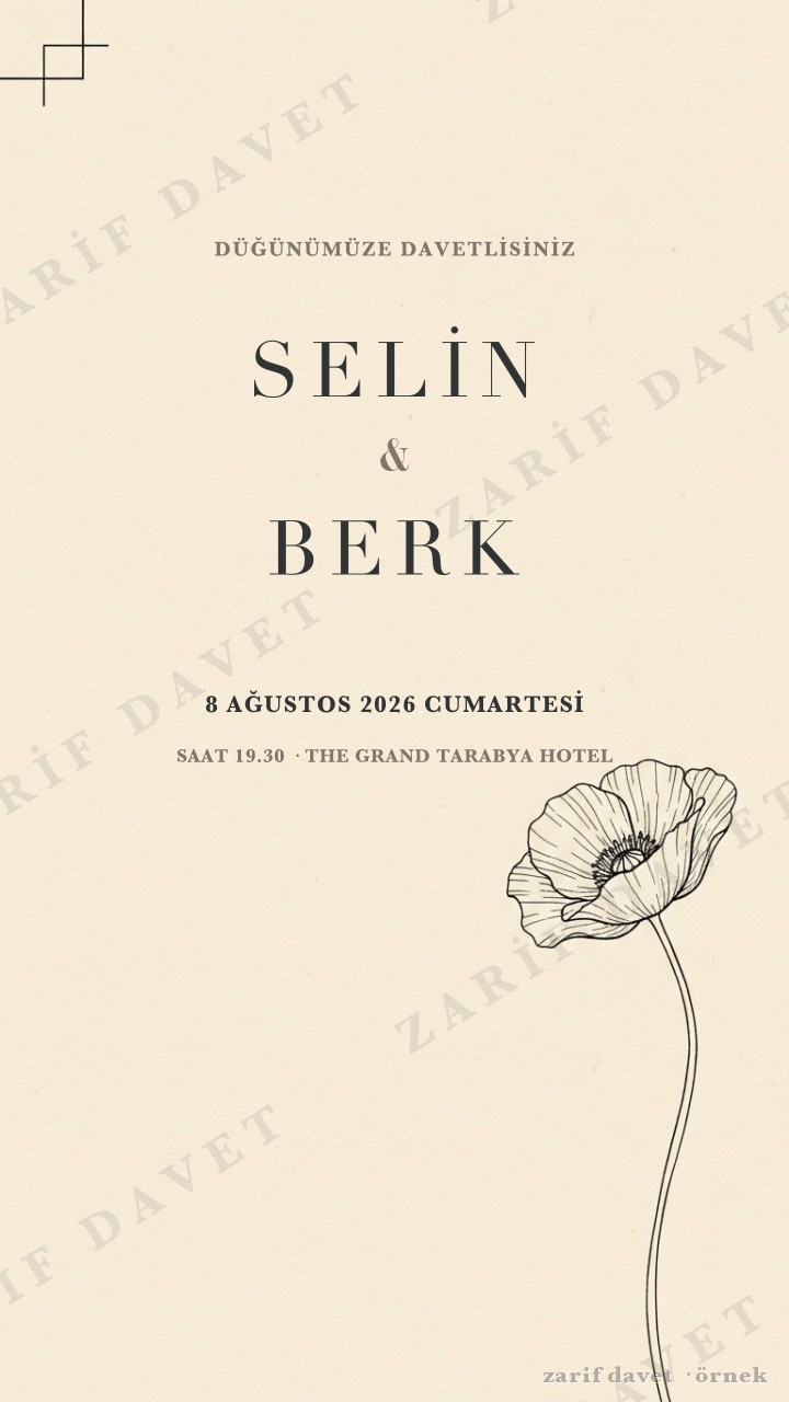 Botanik Çizgi — statik davetiye tasarımı